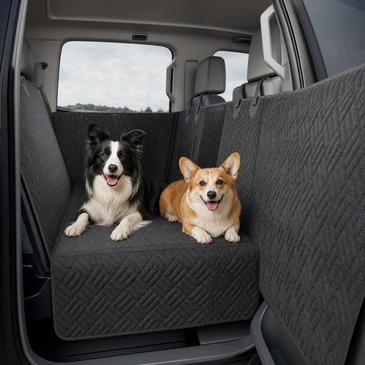 Heavy Duty Hard Bottom Dog Car Seat Extender, 400Lbs Capacity Waterproof Backseat Hammock Platform, Solid Base Pet Protector for Cars, Suvs & Full-Size Trucks