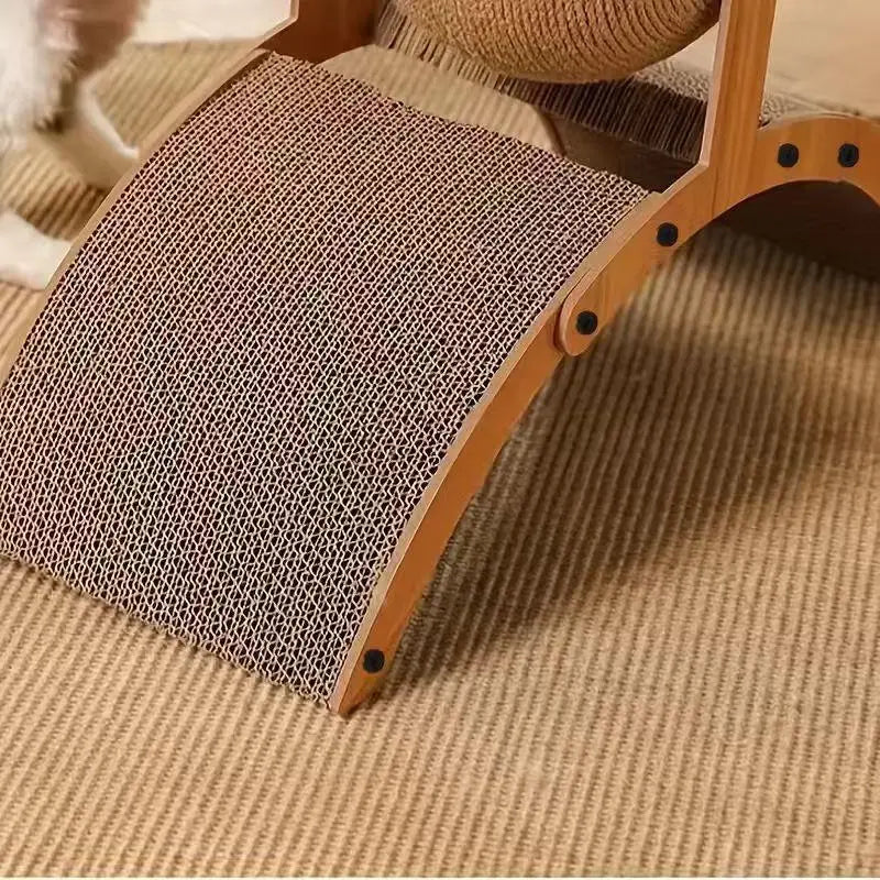 Wall-Mounted Natural Sisal Scratching Posts with Hanging Ball Toy - Elevated Wood Arch Design, Sturdy Durable Freestanding Vertical Scratcher, Practical Indoor Pet Supply for Cat Lovers, Sturdy Durable Wood Arch Design