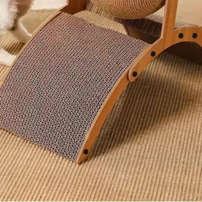 Wall-Mounted Natural Sisal Scratching Posts with Hanging Ball Toy - Elevated Wood Arch Design, Sturdy Durable Freestanding Vertical Scratcher, Practical Indoor Pet Supply for Cat Lovers, Sturdy Durable Wood Arch Design