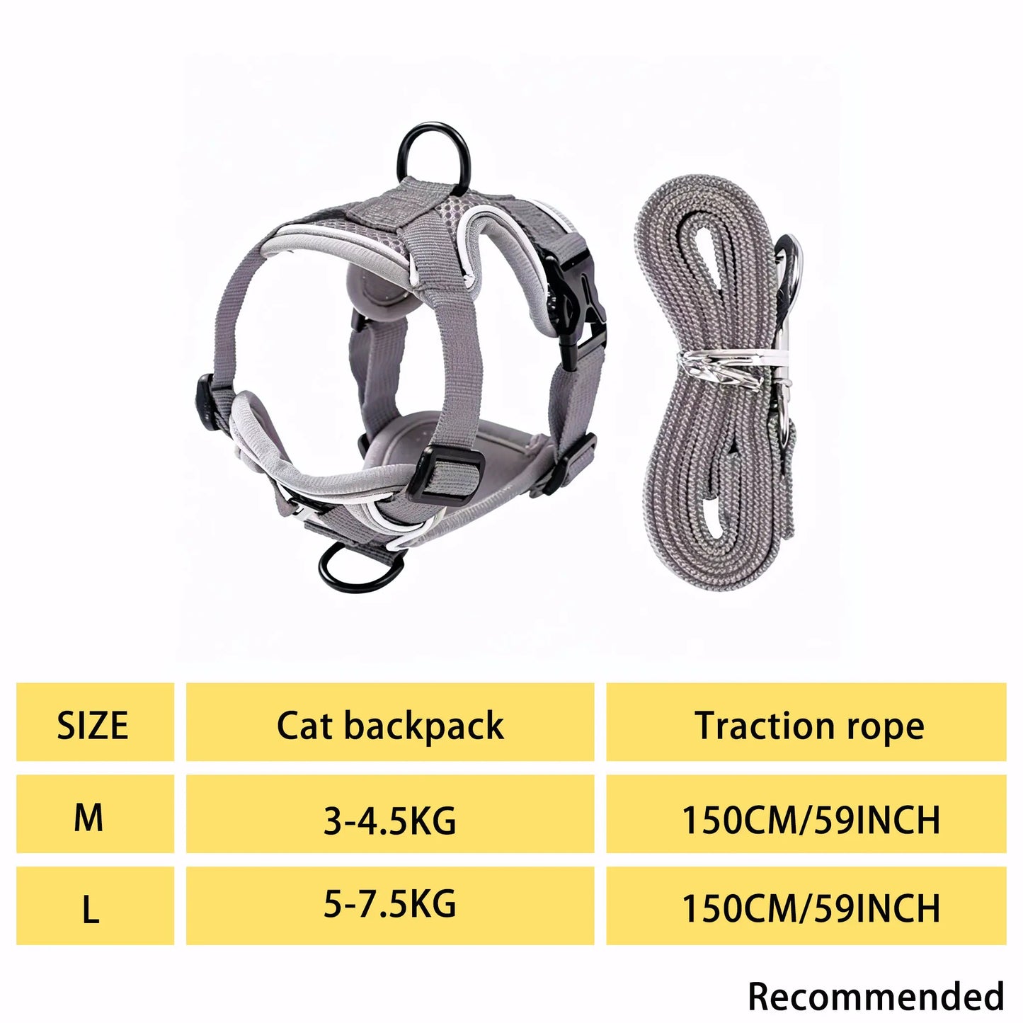 Escape-Proof Cat Harness and Leash Set; Adjustable Size. Cat Leash and Collar Made from Comfortable, Breathable Materials with Adjustable Sizing. Reflective Strip, Soft Mesh Vest, Convenient for Safe Leash Walking. Includes a Summer Version; Breathable An