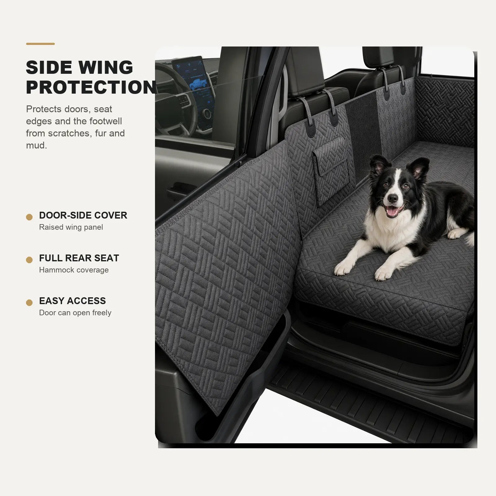 Heavy Duty Hard Bottom Dog Car Seat Extender, 400Lbs Capacity Waterproof Backseat Hammock Platform, Solid Base Pet Protector for Cars, Suvs & Full-Size Trucks