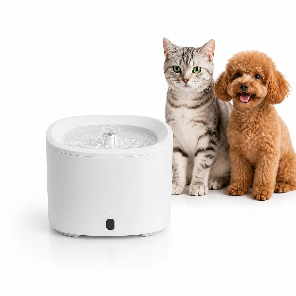 Fluffino 3L/101Oz Upgraded Water Capacity Cat Water Fountain with Quiet USB Pump Power Supply, Continuous Flow, Easy Maintenance, White Single Unit