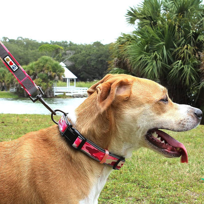 Camo Pink/Black Padded Dog Collar, Medium