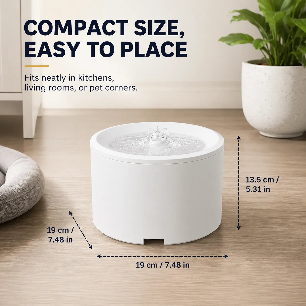 Fluffino 3L/101Oz Upgraded Water Capacity Cat Water Fountain with Quiet USB Pump Power Supply, Continuous Flow, Easy Maintenance, White Single Unit