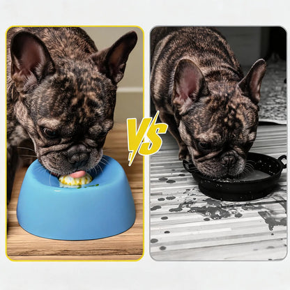 Dog & Cat Slow Feeder Licking Bowl - Food Slow Feeder with Built-In Rolling Ball for Spill Prevention, Multi-Use Feeding Vessel for Bone Broth & Yogurt, Optional Anti-Slip Base Pad
