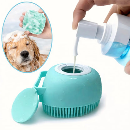 Pet Bath Soap Dispenser Massage Brush - Silicone Rubber Grooming Accessory with Soft Bristles, Universal Cleaning Tool for Dogs & Cats, Pet Beauty Hair Care Shower Grooming Accessory, Grooming Accessories