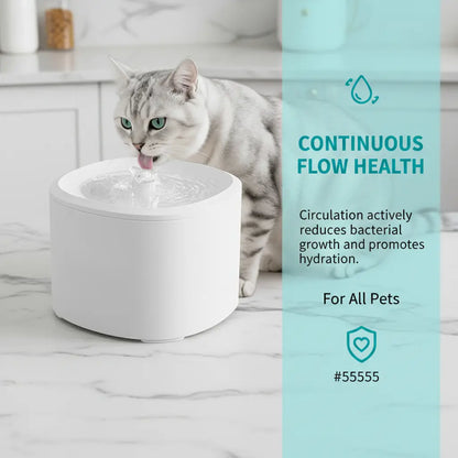Fluffino 3L/101Oz Upgraded Water Capacity Cat Water Fountain with Quiet USB Pump Power Supply, Continuous Flow, Easy Maintenance, White Single Unit