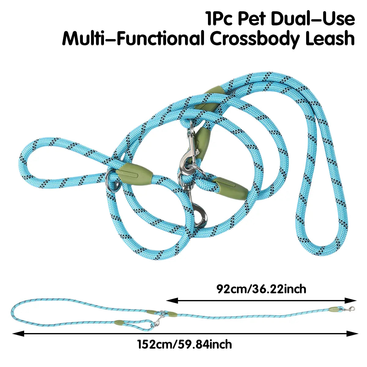 Hands-Free Dog Leash , Multifunctional Crossbody Dog Running Leash for Hiking Training Hands-Free Pet Rope for Small Medium Large Dogs Heavy-Duty Reflective Pet Walking Belt