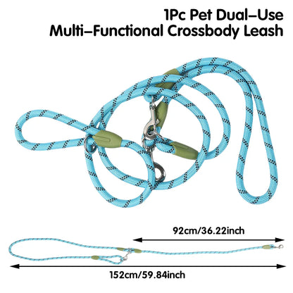 Hands-Free Dog Leash , Multifunctional Crossbody Dog Running Leash for Hiking Training Hands-Free Pet Rope for Small Medium Large Dogs Heavy-Duty Reflective Pet Walking Belt
