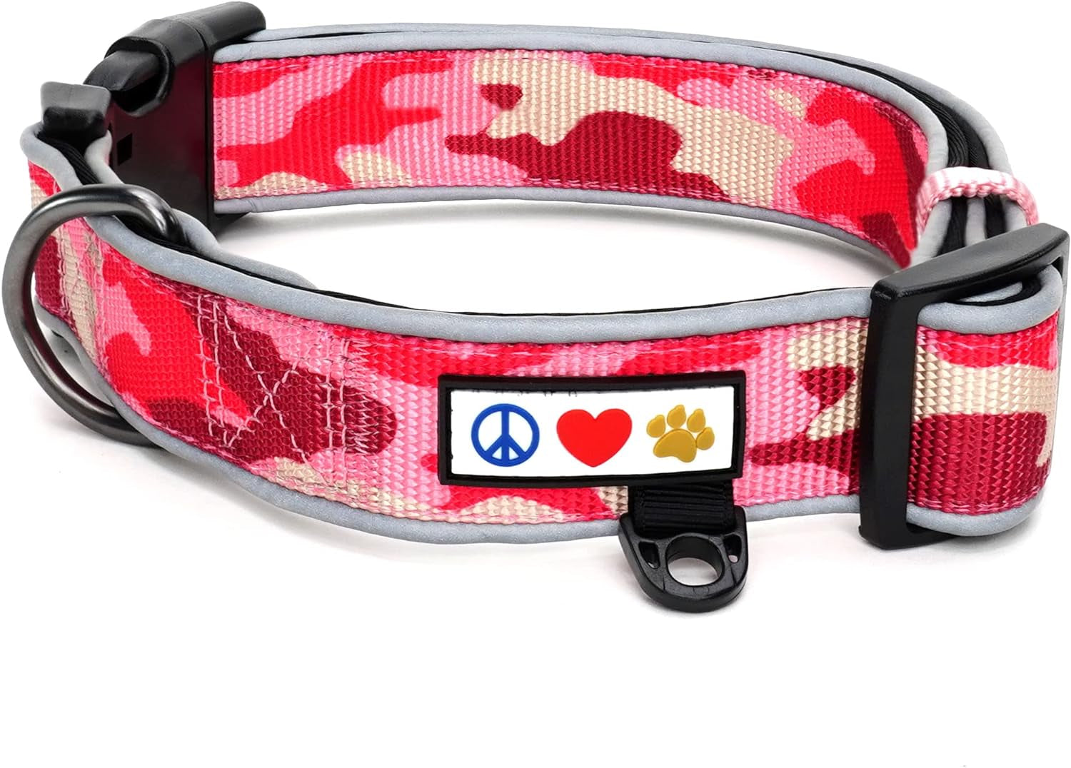 Camo Pink/Black Padded Dog Collar, Medium