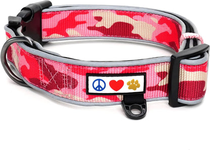 Camo Pink/Black Padded Dog Collar, Medium