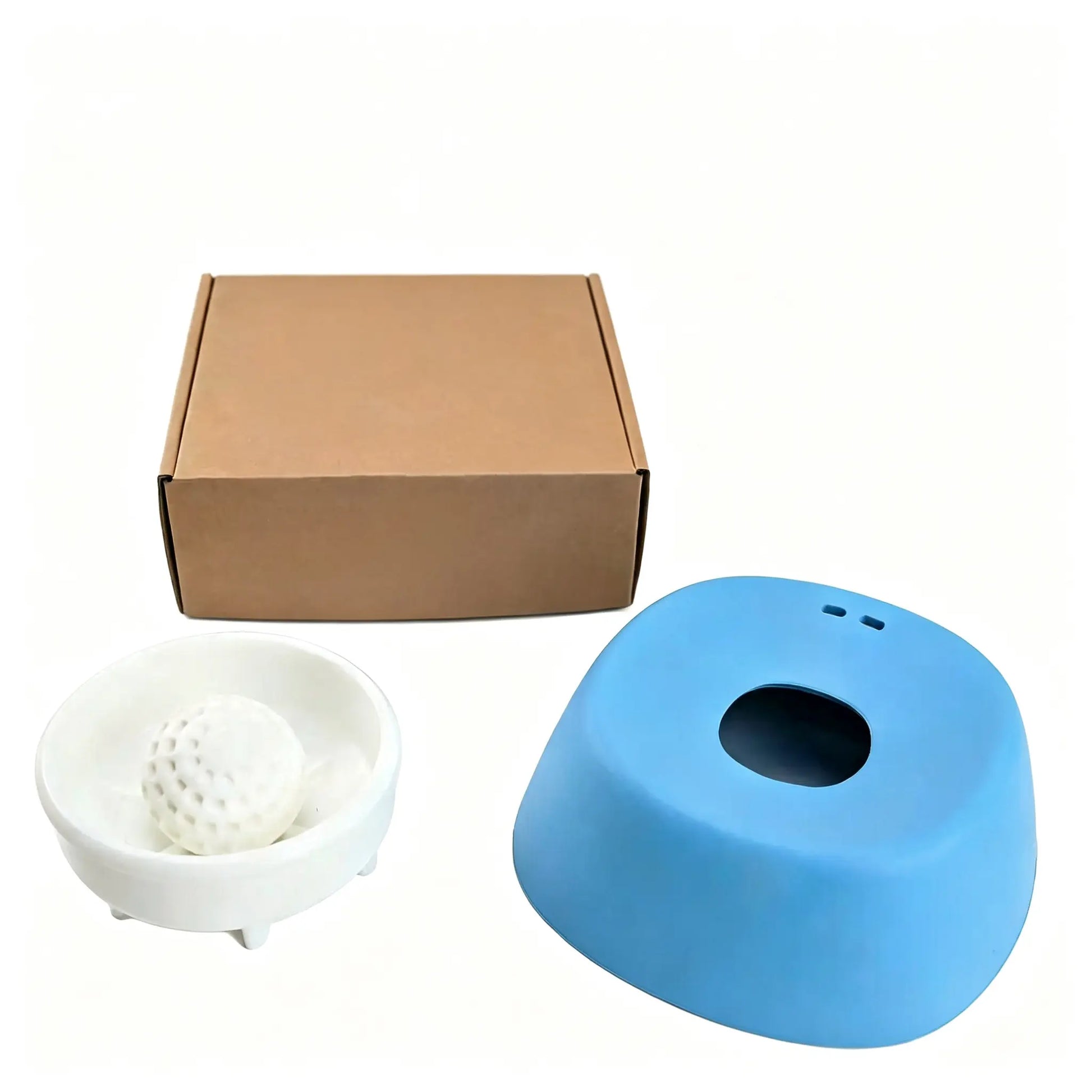Dog & Cat Slow Feeder Licking Bowl - Food Slow Feeder with Built-In Rolling Ball for Spill Prevention, Multi-Use Feeding Vessel for Bone Broth & Yogurt, Optional Anti-Slip Base Pad