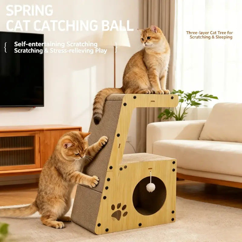 Ideal Choice Wooden Bed Cat Lounge Furniture Modern Pet Furniture Luxury for Cats Indoor Home Use Kitty Bed Cozy Cat House Pet Indoor Cat House Scratching Pad Indoor Kitten Pet Bed House Cat Tree Cat Toys Scratching Board Cat Bed Bowl Corrugated Cardboard